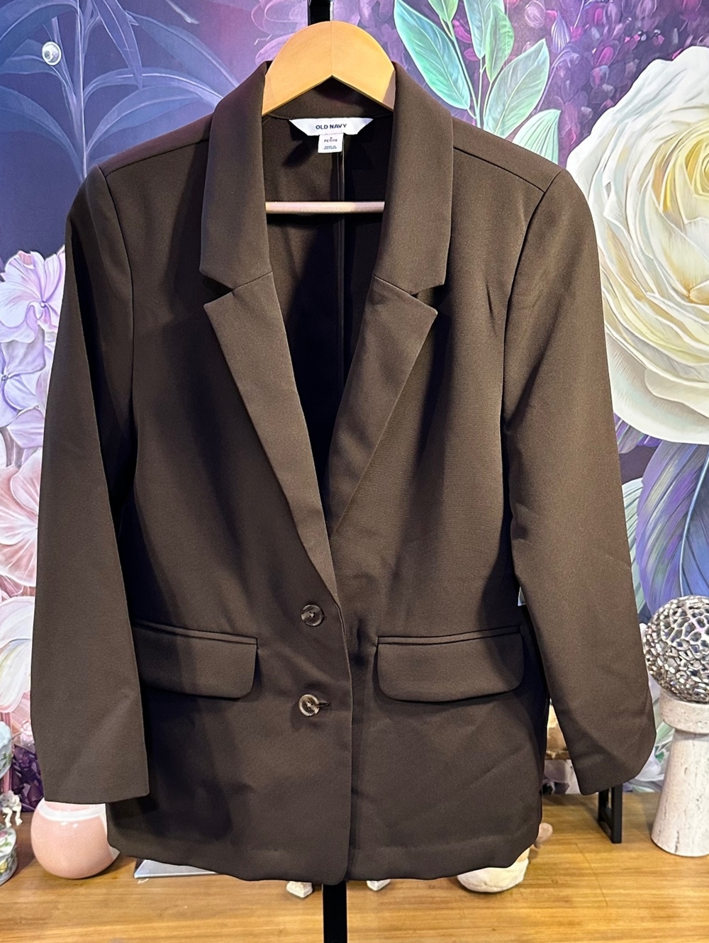 Old Navy S Petite Blazer NWT Brown Two-Button Notch Lapel Jacket Front Pockets